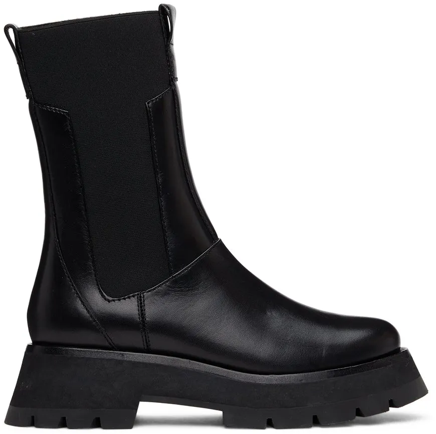 3.1 Phillip Lim Black Lug Sole Kate Mid-Calf Chelsea Boots