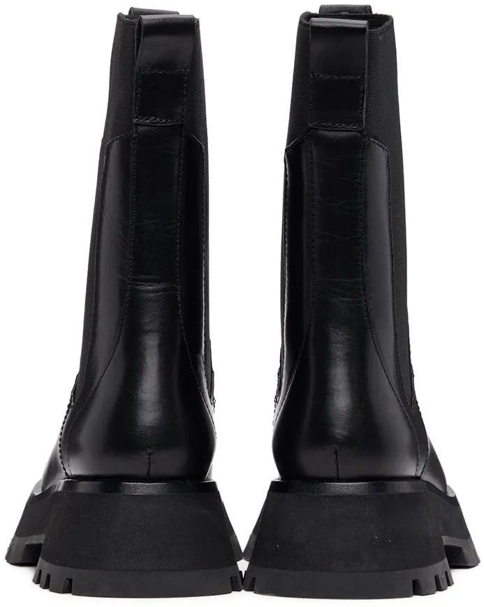 3.1 Phillip Lim Black Lug Sole Kate Mid-Calf Chelsea Boots