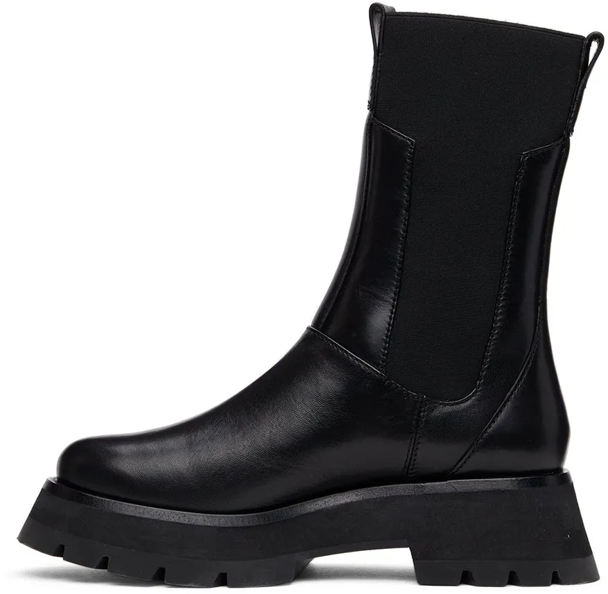 3.1 Phillip Lim Black Lug Sole Kate Mid-Calf Chelsea Boots