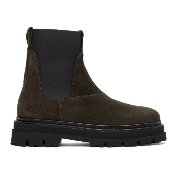 3.1 Phillip Lim Khaki Suede Lug Sole Sam Chelsea Boots
