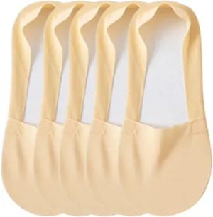 5 Pairs Womens Thin No Show Breathable Socks Low Cut Liner Non Slip Ice Silk Socks Cotton on The Bottom Sports Socks