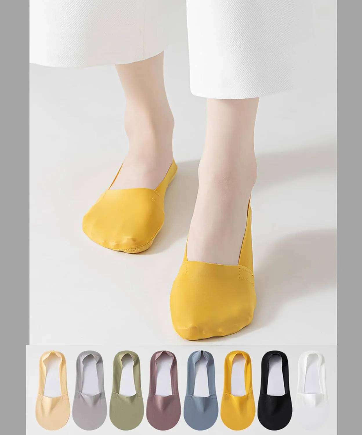 5 Pairs Womens Thin No Show Breathable Socks Low Cut Liner Non Slip Ice Silk Socks Cotton on The Bottom Sports Socks