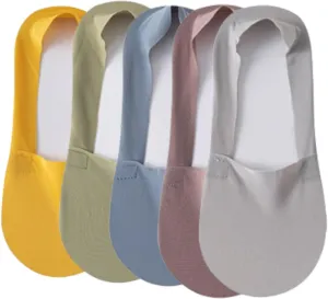 5 Pairs Womens Thin No Show Breathable Socks Low Cut Liner Non Slip Ice Silk Socks Cotton on The Bottom Sports Socks