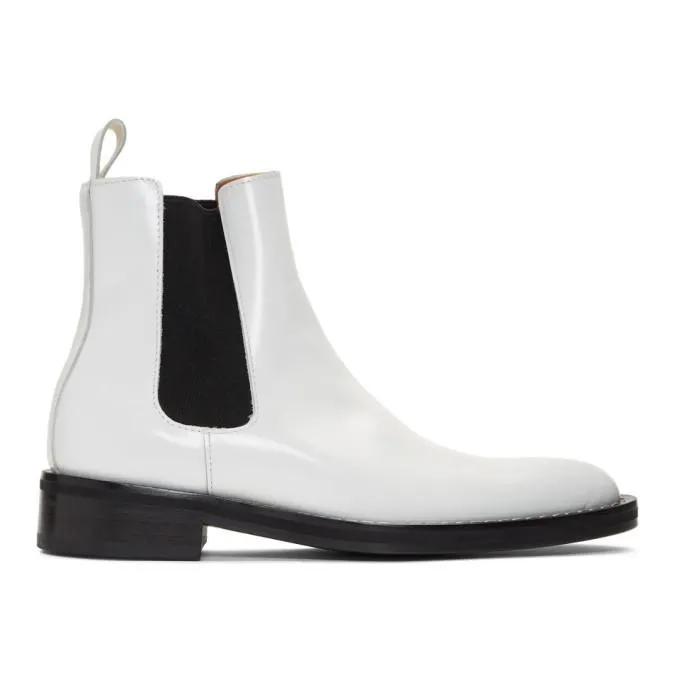 AMI Alexandre Mattiussi White Spazzo Chelsea Boots
