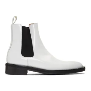 AMI Alexandre Mattiussi White Spazzo Chelsea Boots