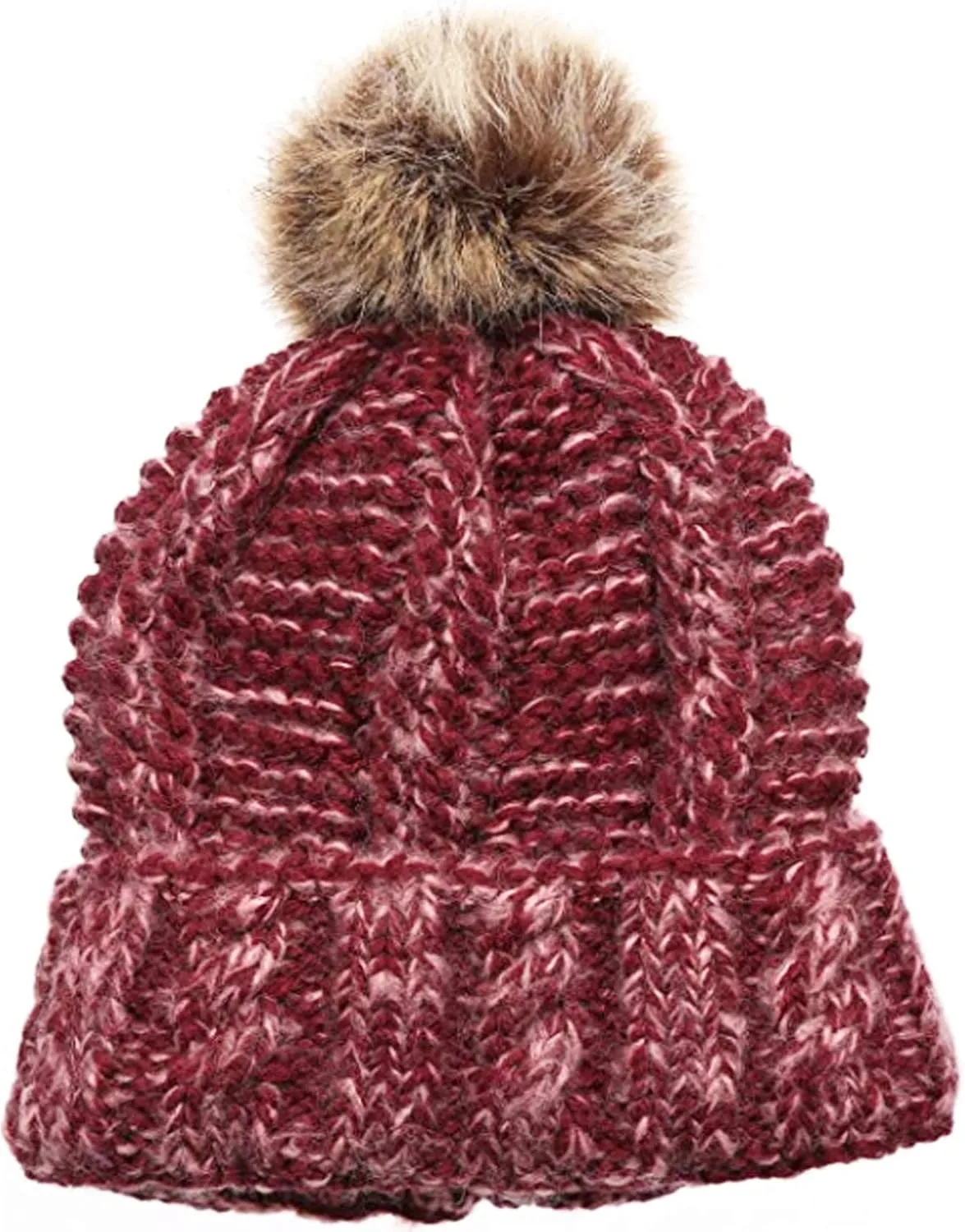 ANGELA & WILLIAM Warm Soft Winter Thick Knit Fuzzy Lined Faux Fur Pom Beanie
