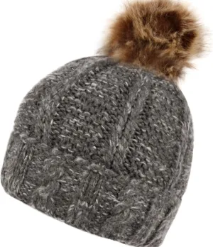 ANGELA & WILLIAM Warm Soft Winter Thick Knit Fuzzy Lined Faux Fur Pom Beanie