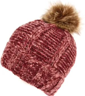 ANGELA & WILLIAM Warm Soft Winter Thick Knit Fuzzy Lined Faux Fur Pom Beanie