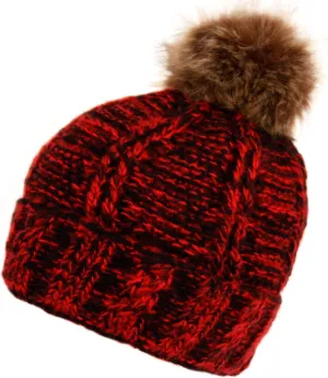 ANGELA & WILLIAM Warm Soft Winter Thick Knit Fuzzy Lined Faux Fur Pom Beanie