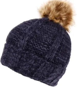 ANGELA & WILLIAM Warm Soft Winter Thick Knit Fuzzy Lined Faux Fur Pom Beanie