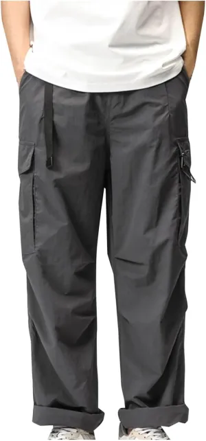 Aymnlox Mens Cargo Pants with Multi Pockets Workout Athletic Pants Straight Fit Baggy Drawstring Elastic Waist Jogger Trouser