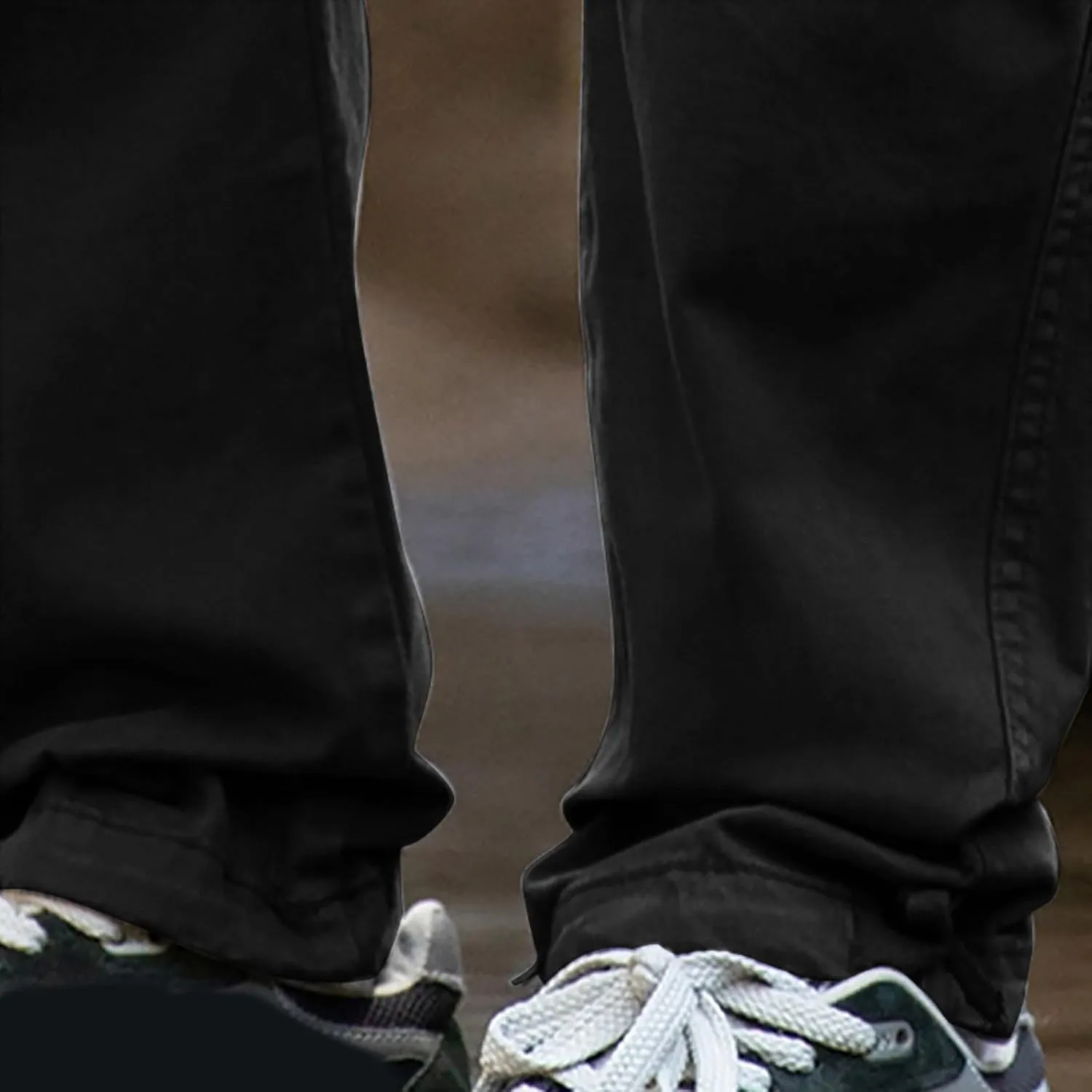 Aymnlox Mens Casual Cargo Pants Drawstring Elastic Waist Cotton Trousers Wide Leg Joggers Fall Sweatpants with Multi Pockets