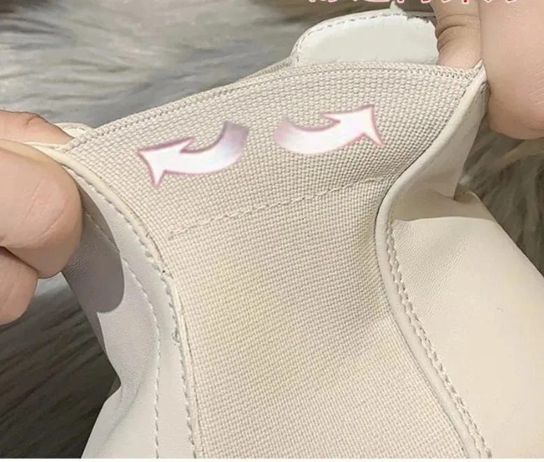 Beige Plateau-Chelsea-Boots für Damen im Gothic-Style