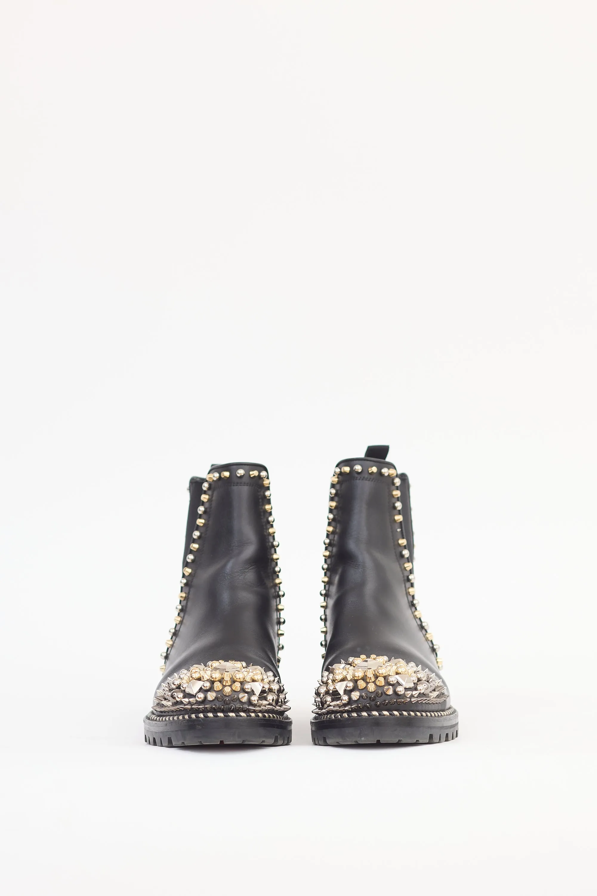 Black Leather Adox Studded Chelsea Boot
