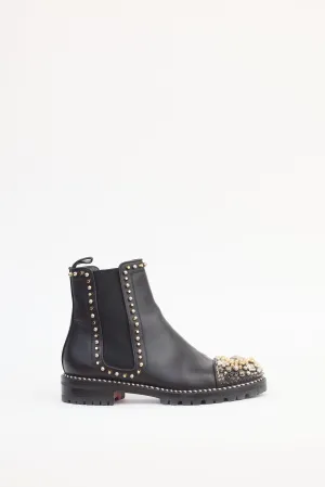 Black Leather Adox Studded Chelsea Boot
