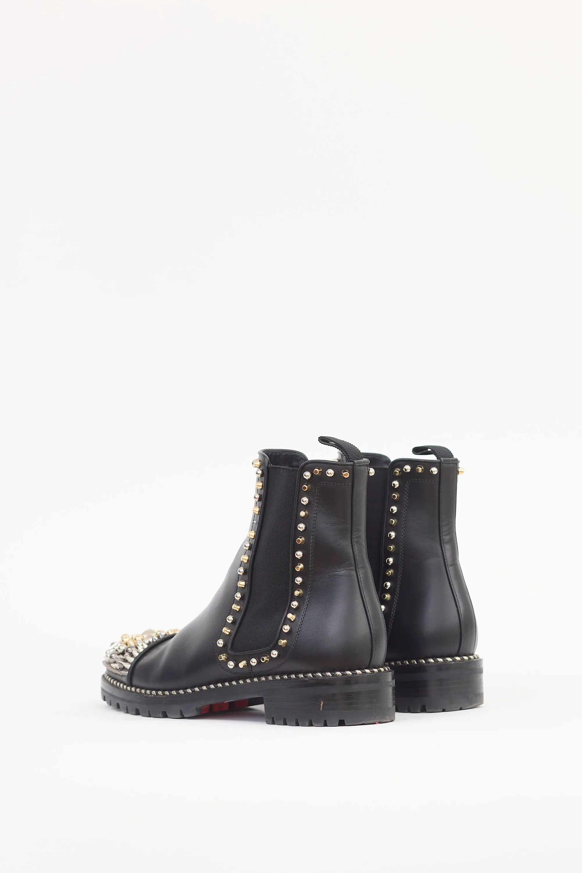 Black Leather Adox Studded Chelsea Boot