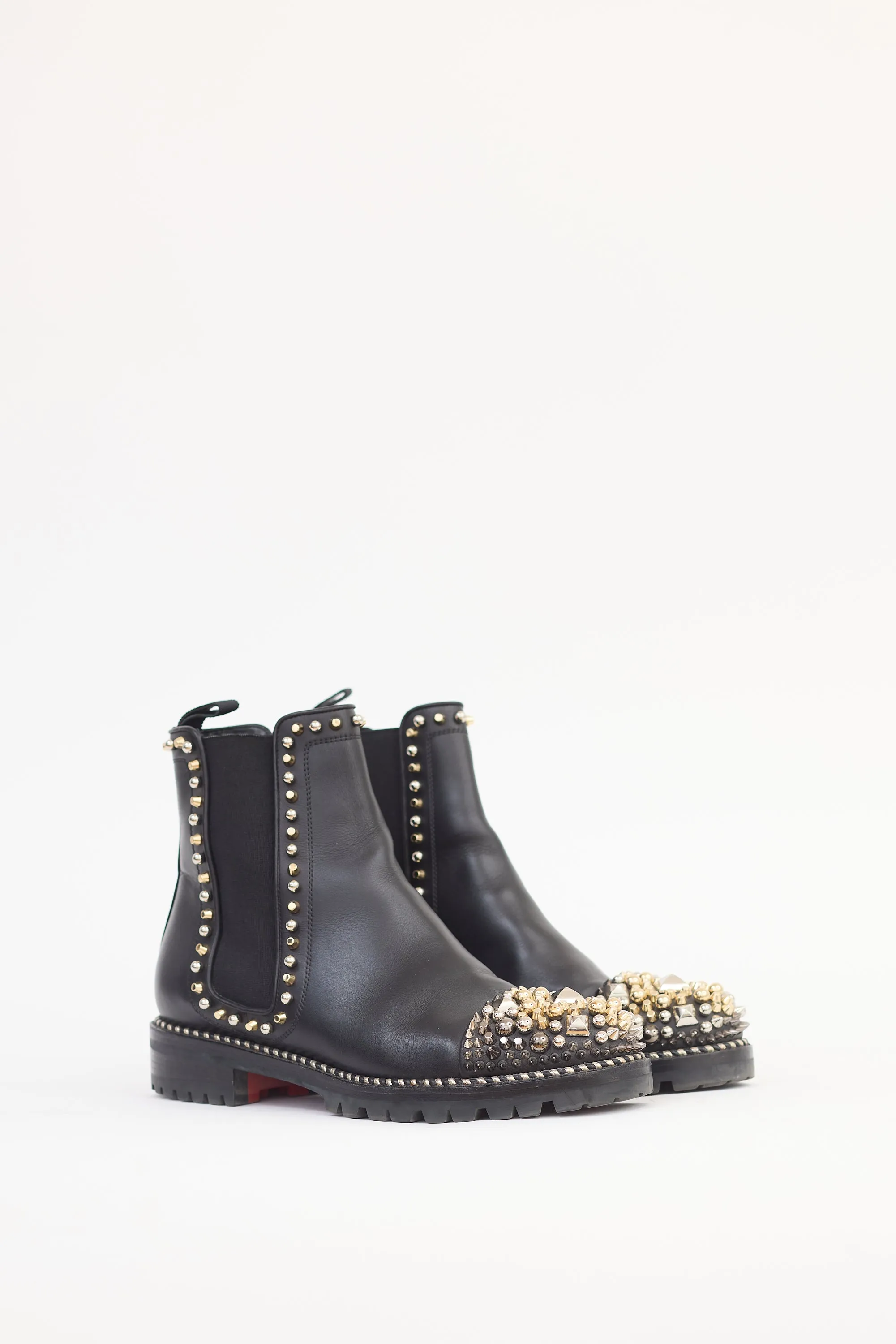 Black Leather Adox Studded Chelsea Boot