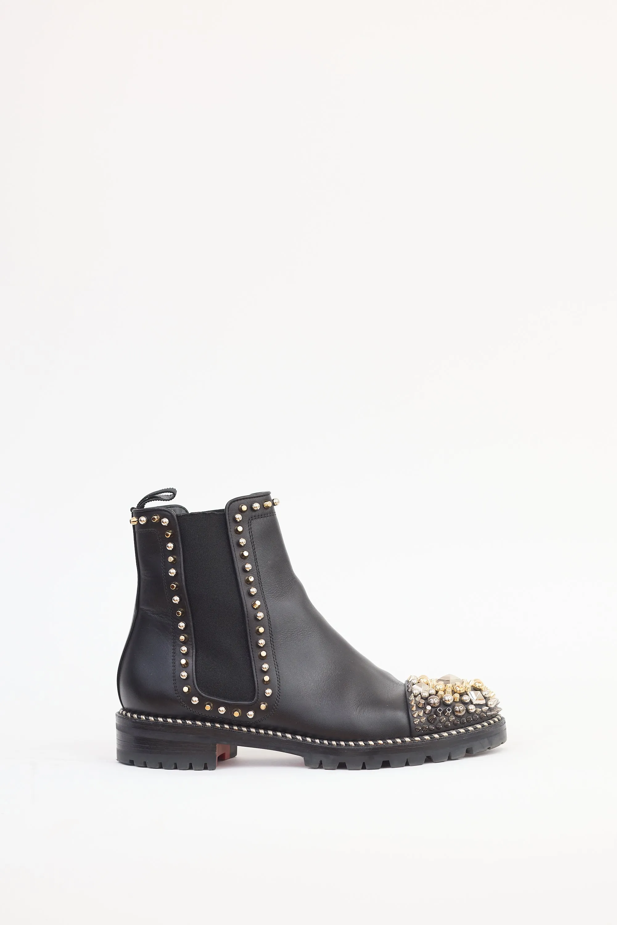 Black Leather Adox Studded Chelsea Boot