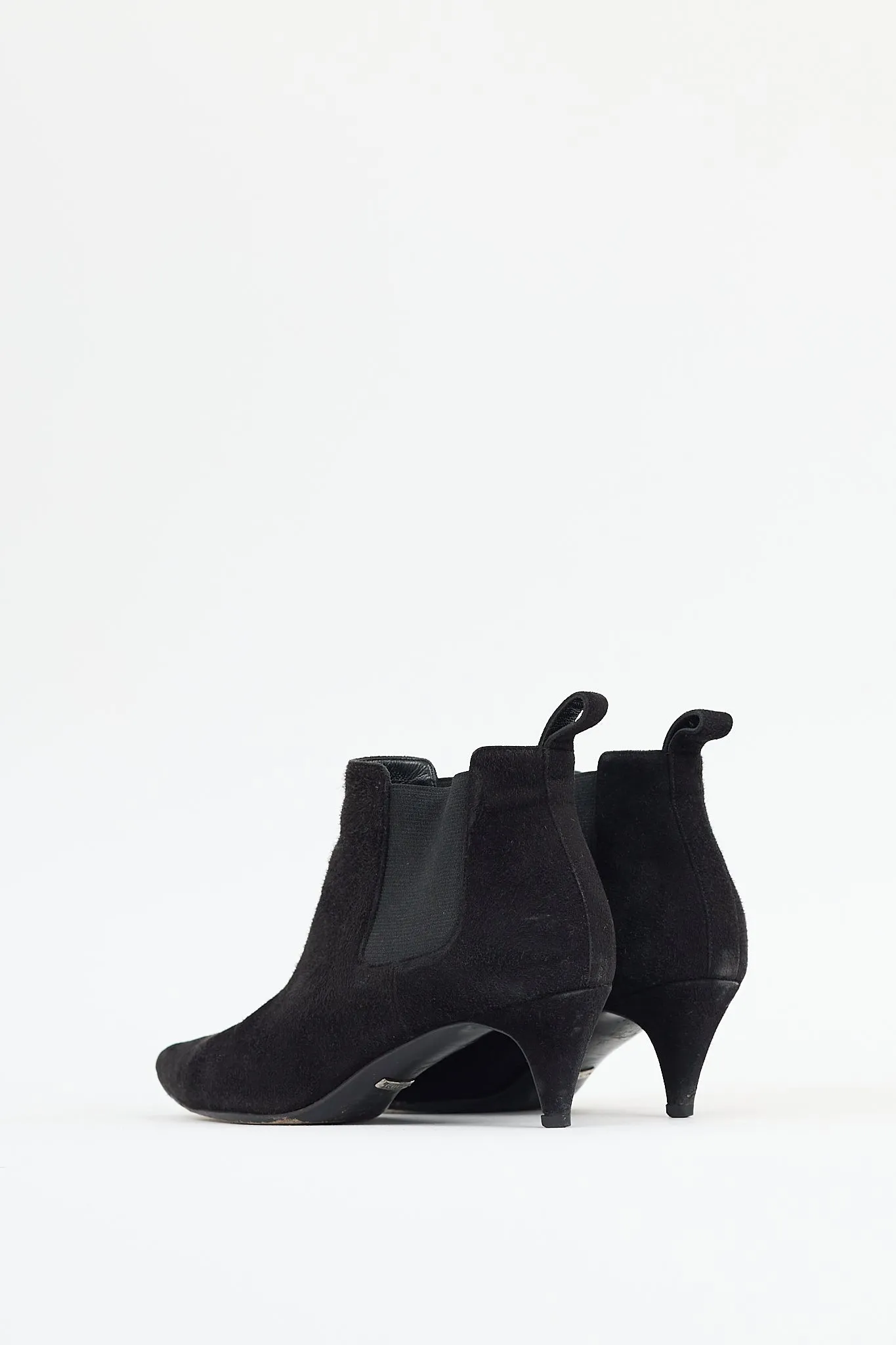 Black Suede Heeled Chelsea Boot