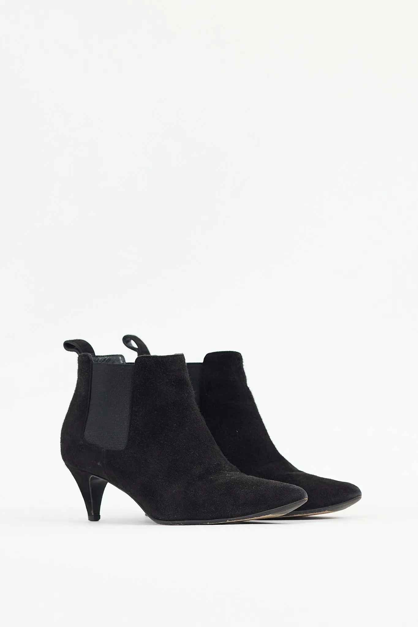 Black Suede Heeled Chelsea Boot