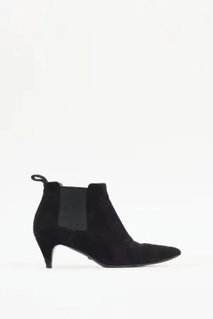 Black Suede Heeled Chelsea Boot
