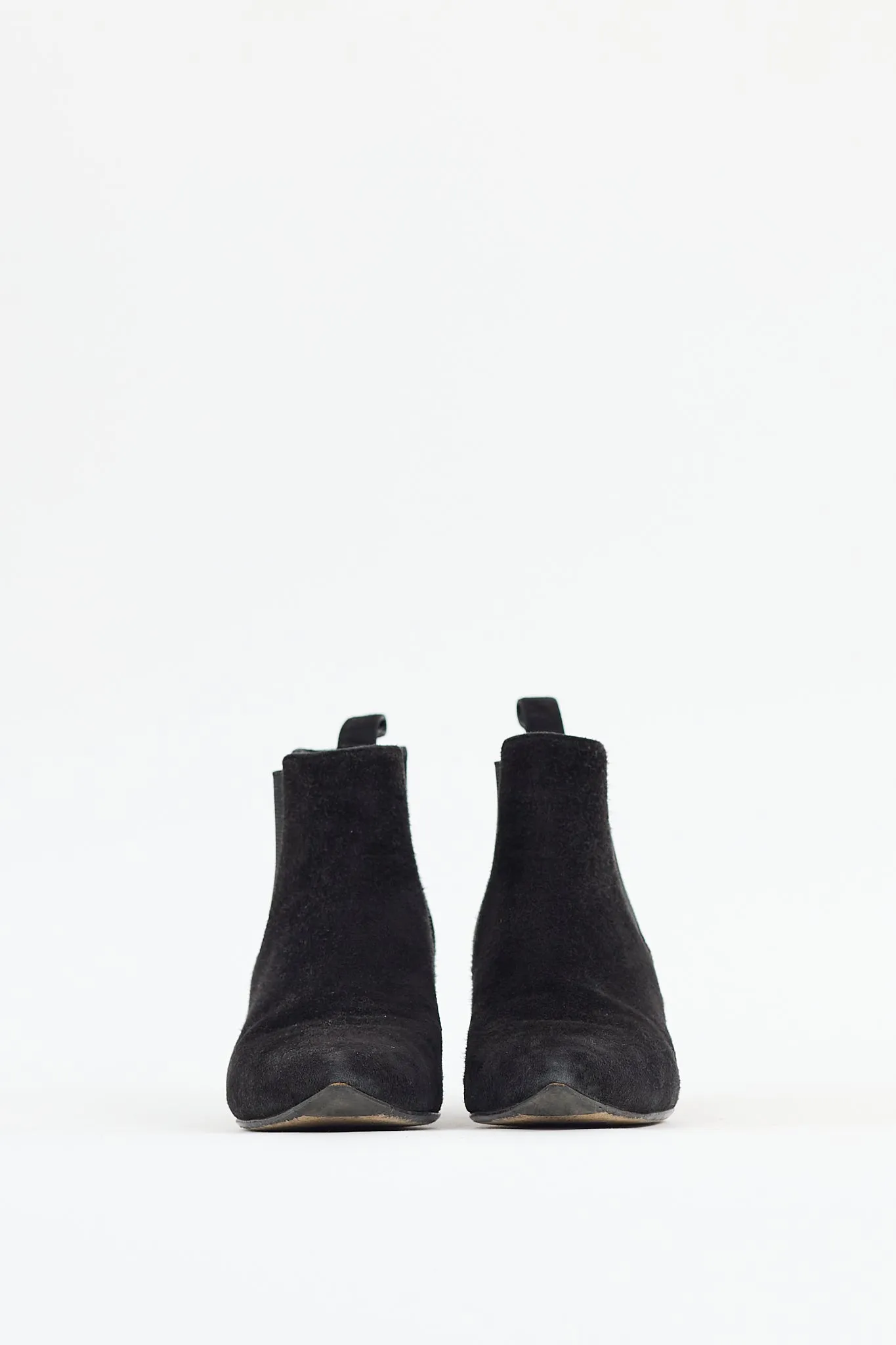 Black Suede Heeled Chelsea Boot