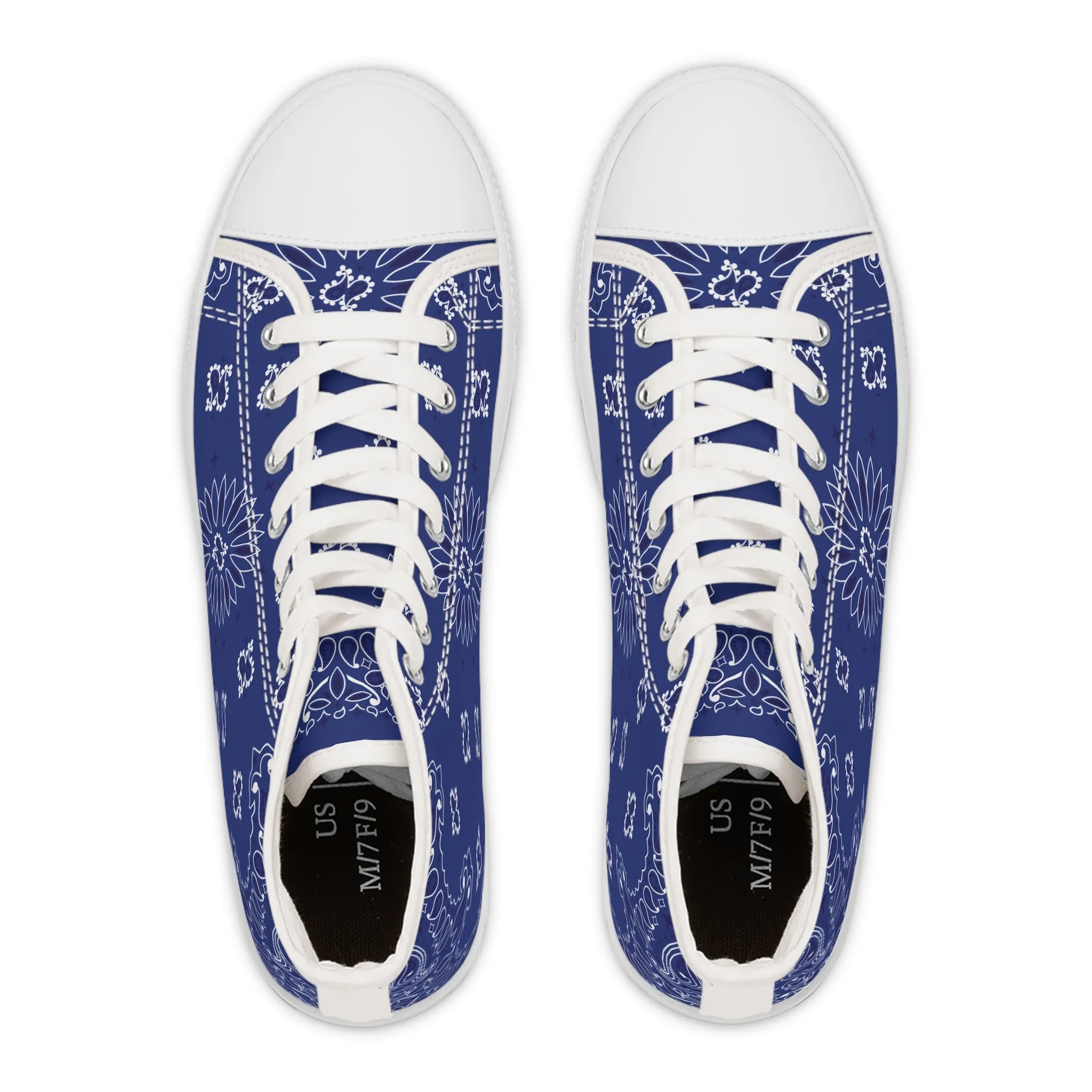 Blaue Bandana High Top Sneakers für Damen – Stylisch & Fun
