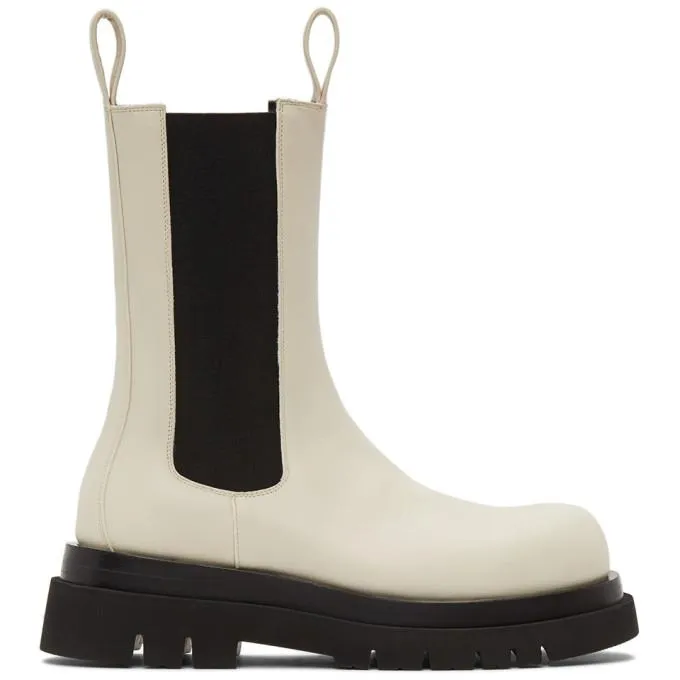 Bottega Veneta Off-White Medium The Lug Chelsea Boots