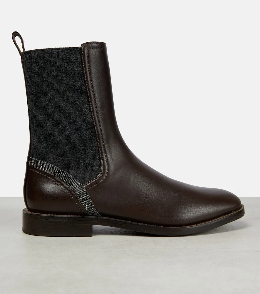 Brunello Cucinelli Embellished leather Chelsea boots