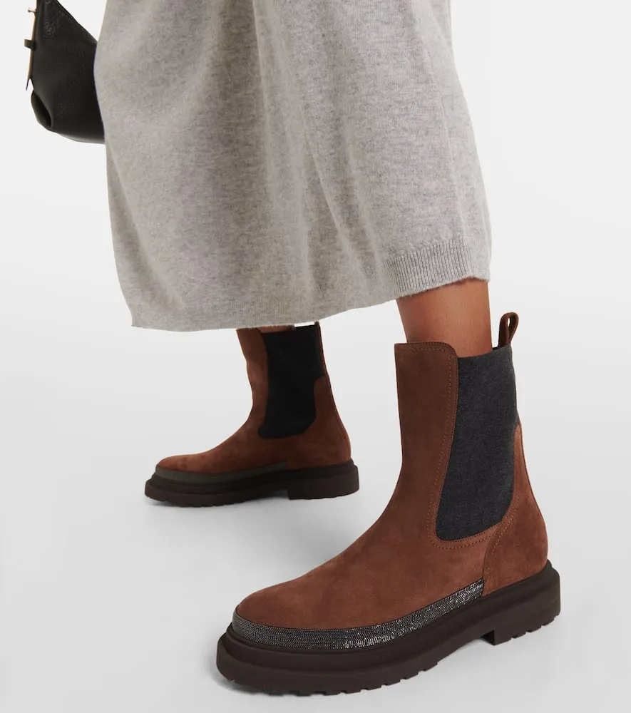 Brunello Cucinelli Monili suede Chelsea boots