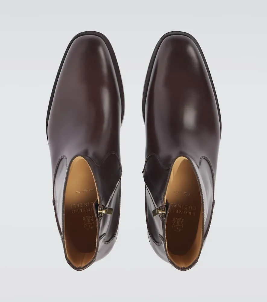 Brunello Cucinelli Polished leather ankle boots