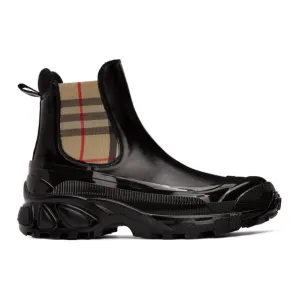 Burberry Black Coated Canvas Chelsea Boots