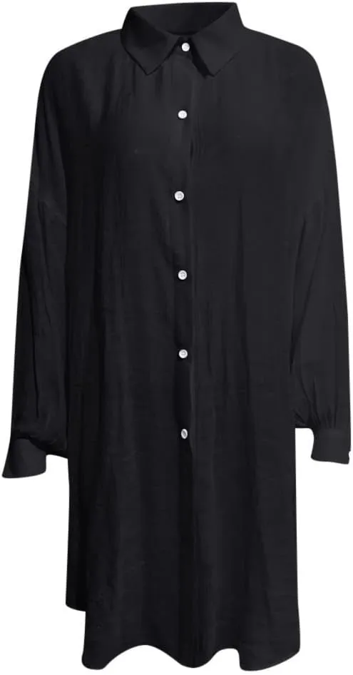 Ceboyel Women Casual Summer Gauze Tops Cotton Linen Long Sleeve Shirts Button Down Collared Blouses Trendy Ladies Outfits