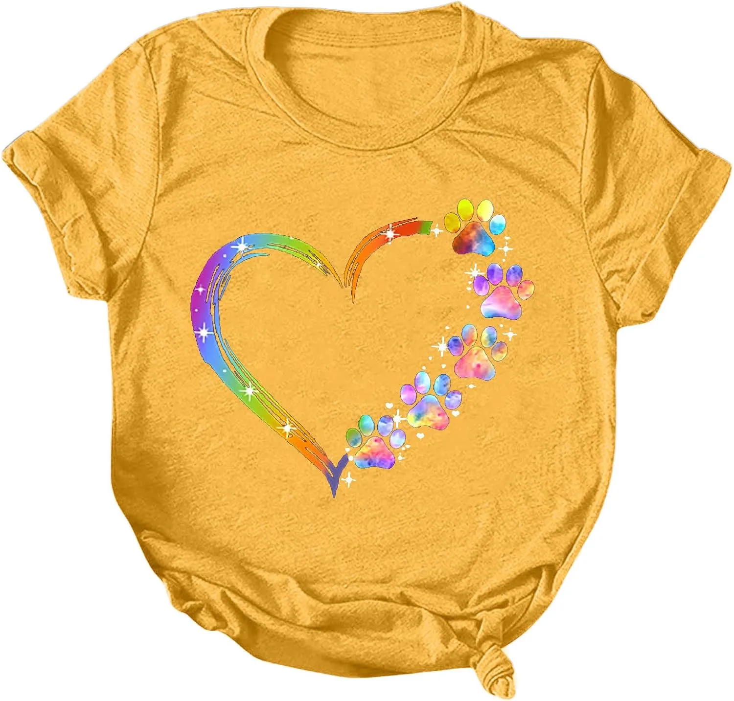 Ceboyel Women Love Heart Print Graphic Tees Short Sleeve Casual Blouses Crew Neck Cute T Shirts Trendy Ladies Clothes 2023