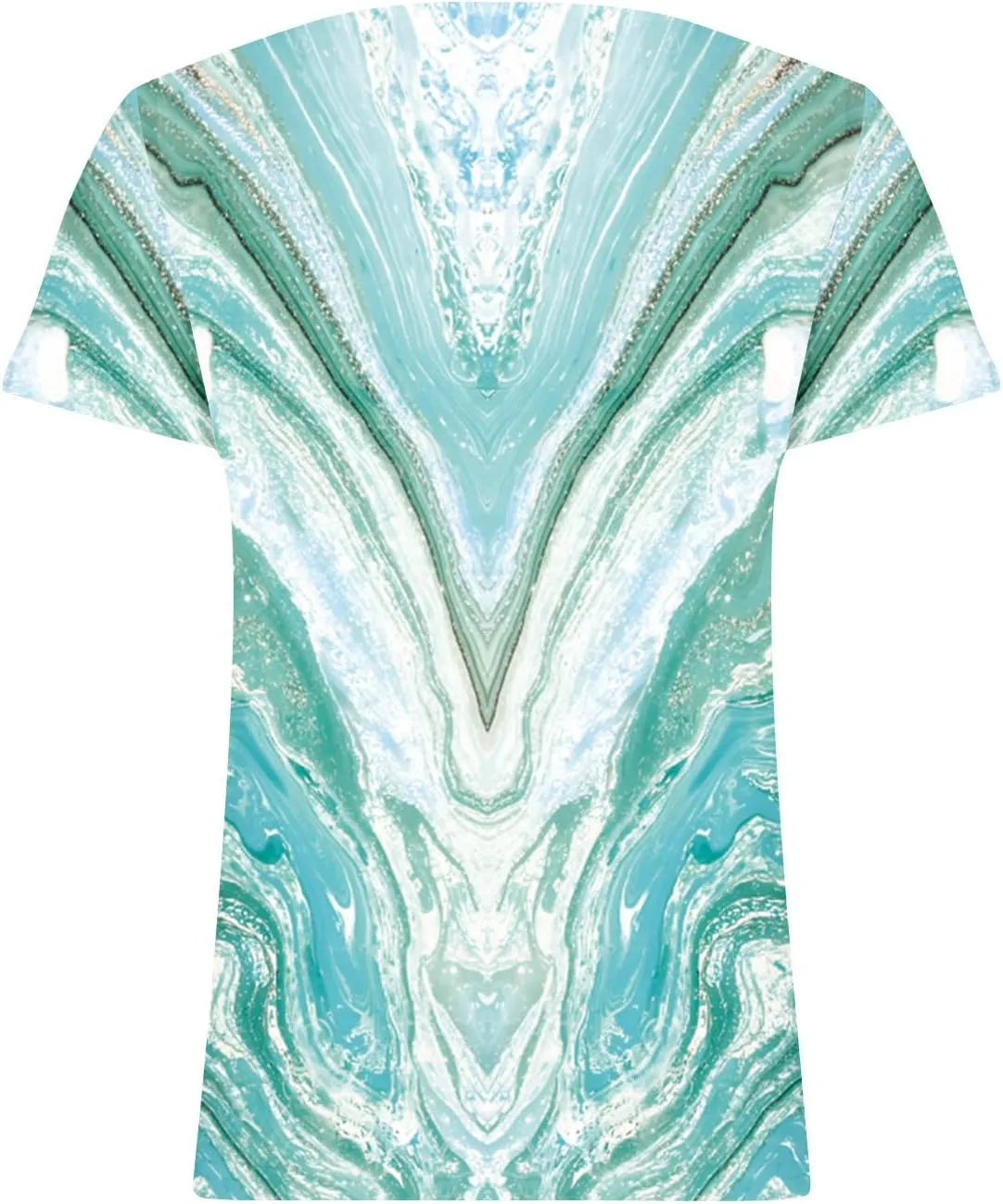 Ceboyel Womens Marble Print Casual T-Shirt Hollow Short Sleeve Blouses Tshirts V Neck Summer Tee Tops Cute Fashion Clothing