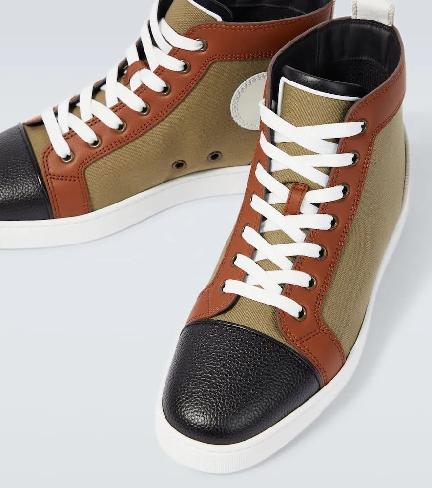 Christian Louboutin Fun Louis leather-trimmed sneakers