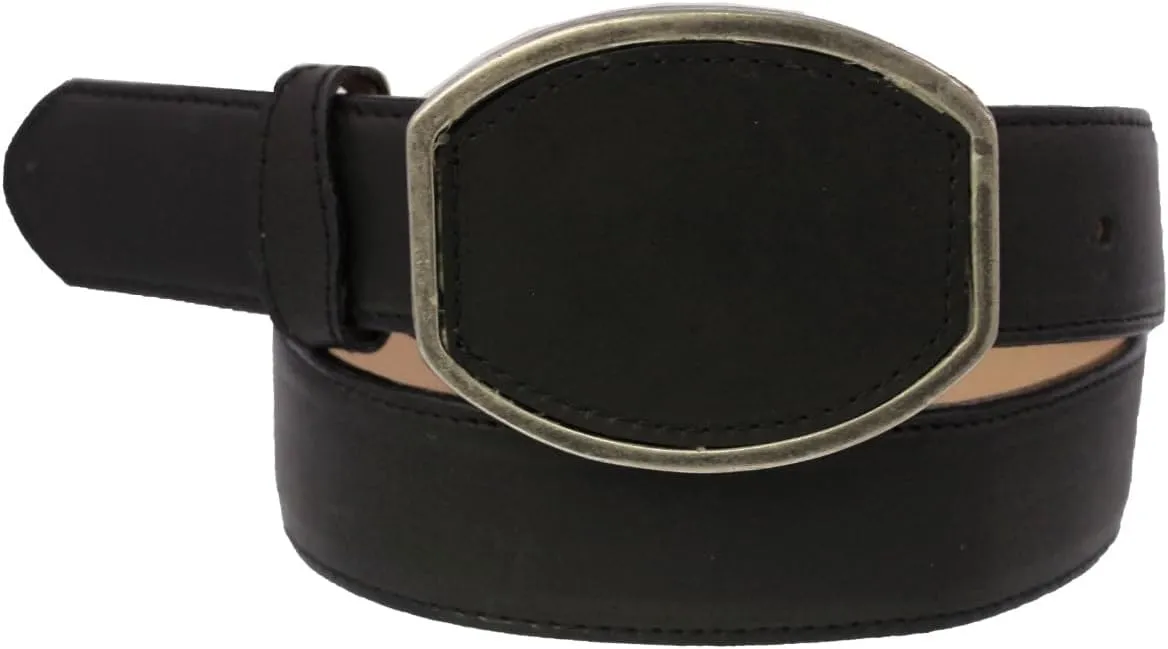 El Presidente Mens #450 Black Western Cowboy Belt Solid Leather Removable Buckle