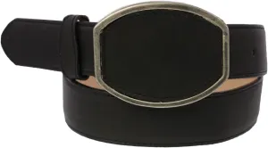 El Presidente Mens #450 Black Western Cowboy Belt Solid Leather Removable Buckle