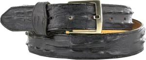 El Presidente Mens Denim Blue Cowboy Belt Crocodile Tail Print Leather Belt Silver Buckle