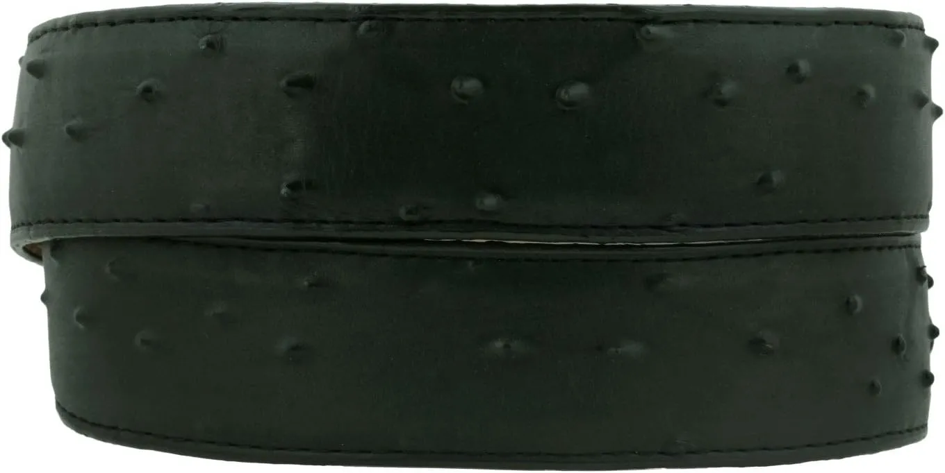 El Presidente Mens Green Ostrich Quill Print Leather Western Cowboy Belt Rodeo Buckle