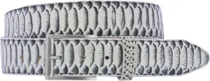 El Presidente Mens Natural Snake Python Print Leather Cowboy Belt Silver Buckle