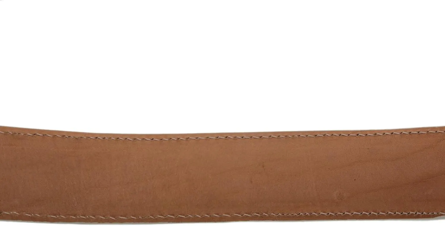 El Presidente Mens Off White Belt Crocodile Tail Print Leather Belt Silver Buckle