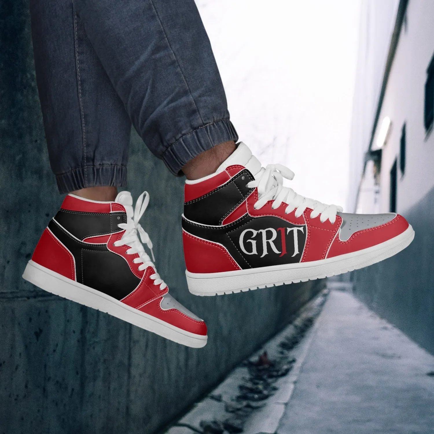 GRIT High-Top Leather Sneakers - White Sole