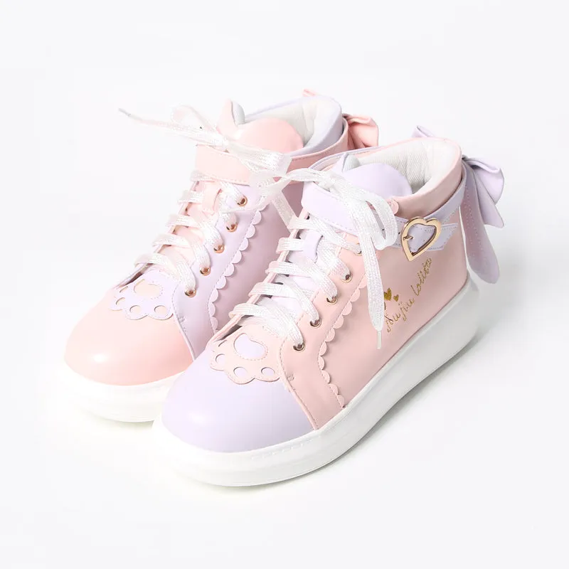Japanese Pink Cute Long-Eared Rabbit High-Top Shoes