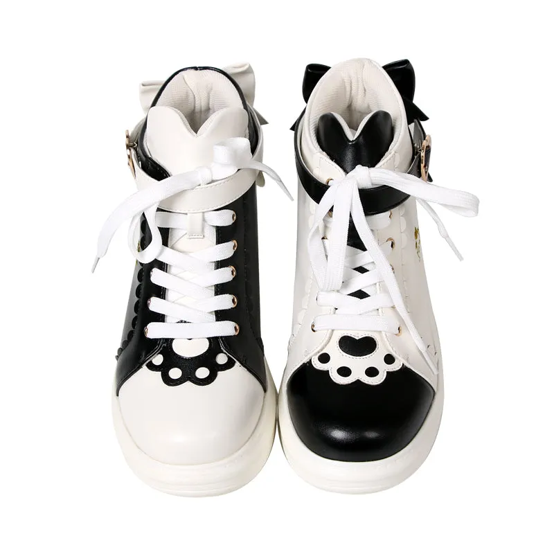 Japanese Pink Cute Long-Eared Rabbit High-Top Shoes