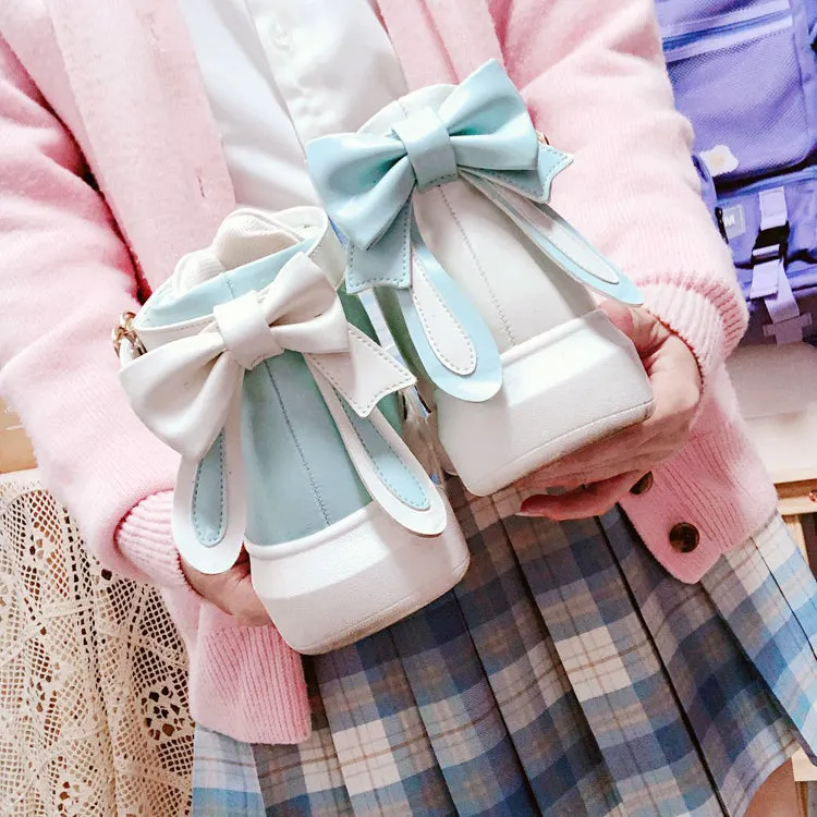 Japanese Pink Cute Long-Eared Rabbit High-Top Shoes