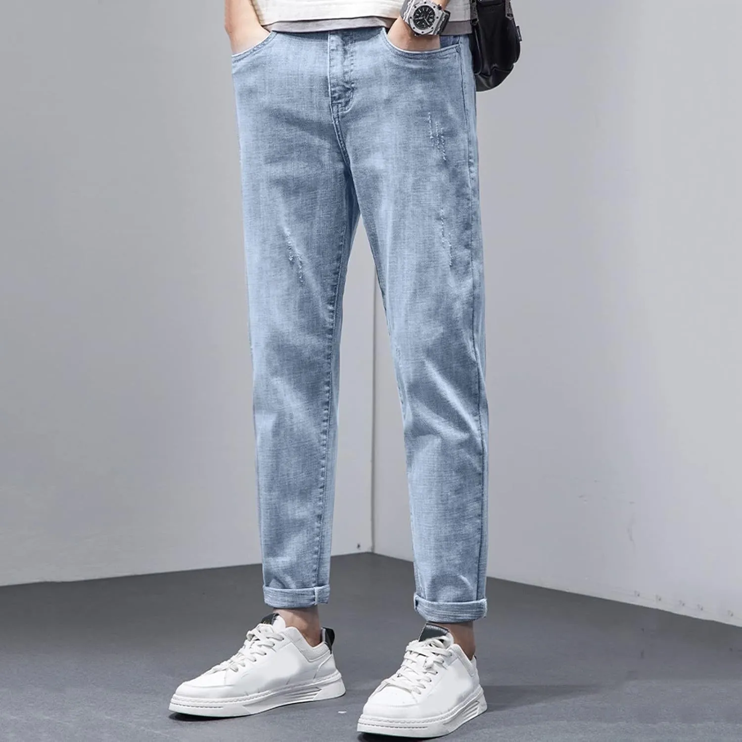 Key Relaxed Fit Jeans for Men Mens Autumn Winter Casual Pant Sports Pants with Pocket Fashion Jeans Nine