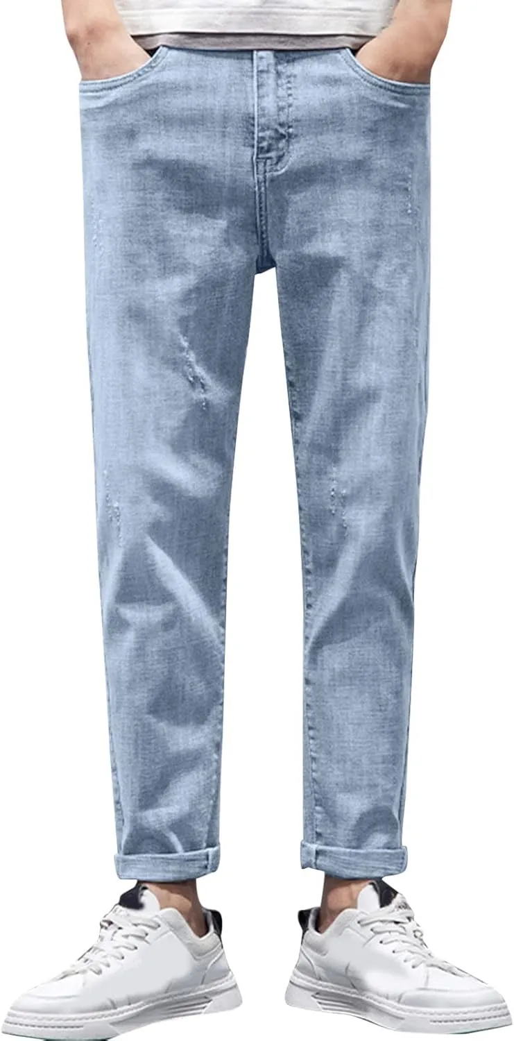 Key Relaxed Fit Jeans for Men Mens Autumn Winter Casual Pant Sports Pants with Pocket Fashion Jeans Nine