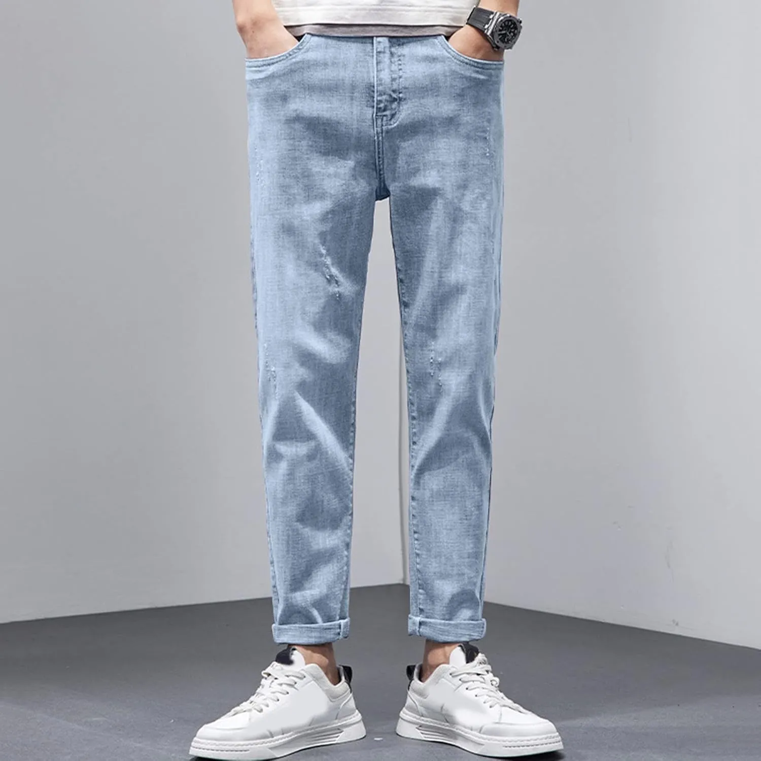Key Relaxed Fit Jeans for Men Mens Autumn Winter Casual Pant Sports Pants with Pocket Fashion Jeans Nine