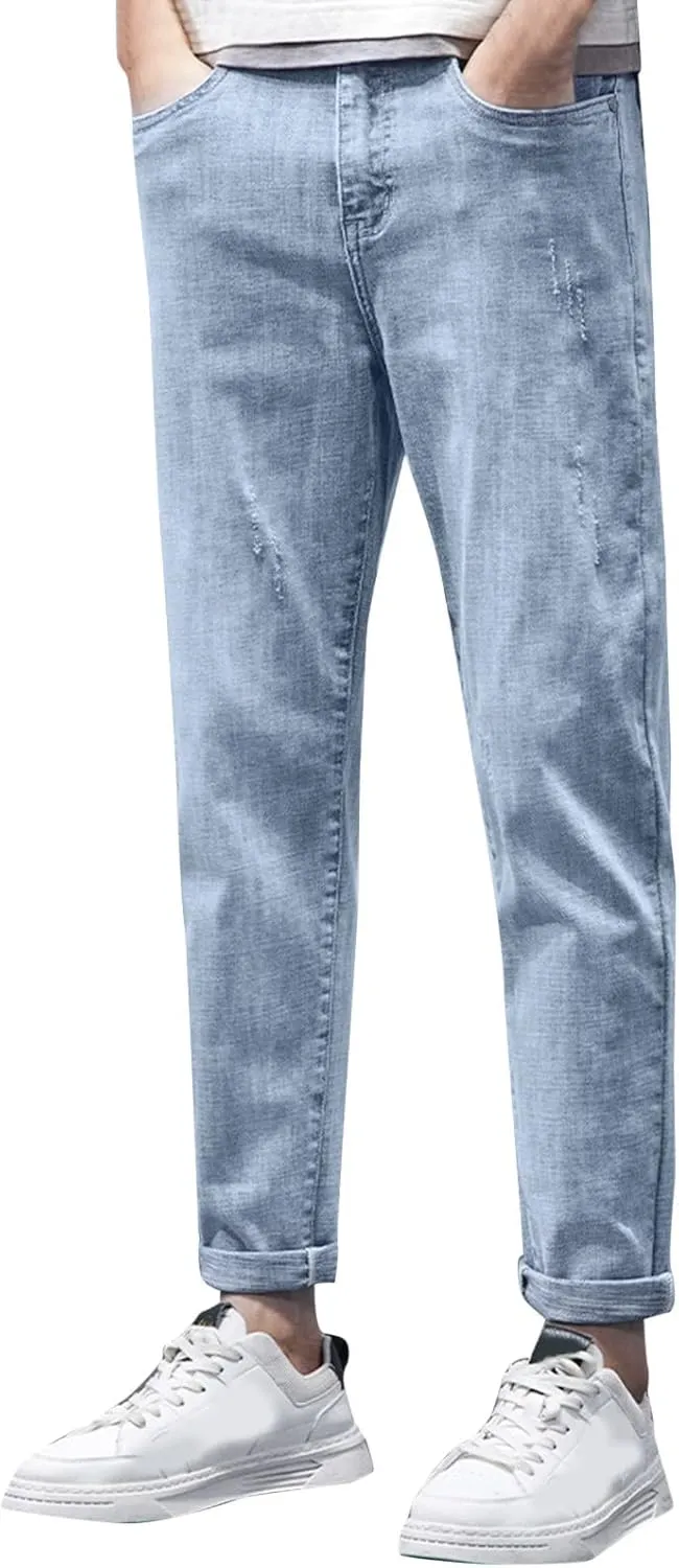 Key Relaxed Fit Jeans for Men Mens Autumn Winter Casual Pant Sports Pants with Pocket Fashion Jeans Nine